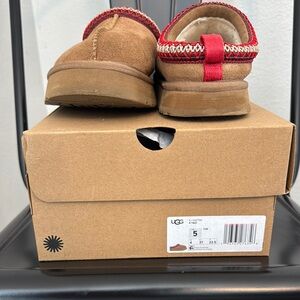 UGG Brown and Red Slippers with Open Back Design